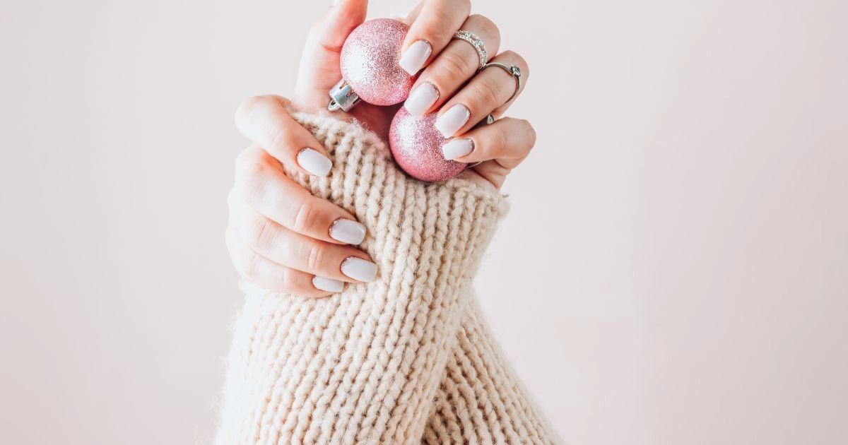 winter with stunning white nails